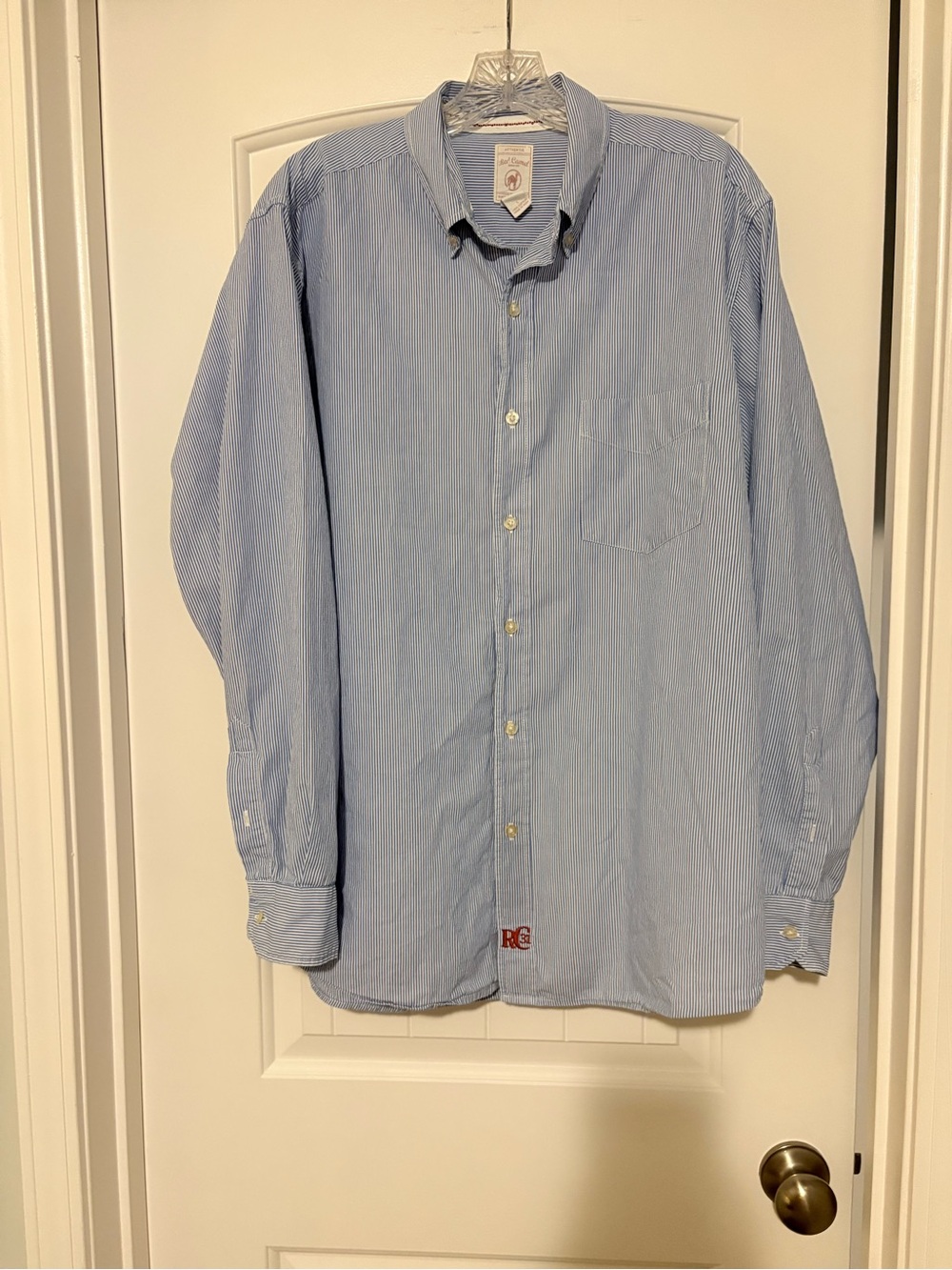 Red Camel Men's Blue Pinstripe Casual Button-Down Shirt
